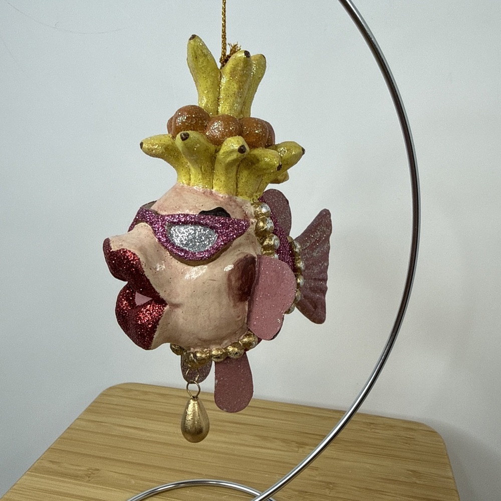 Katherines Collection Pink‎ Kissing Fish Christmas Ornament Banana Fruit Crown